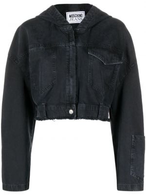 Kurtka jeansowa z kapturem Moschino czarna