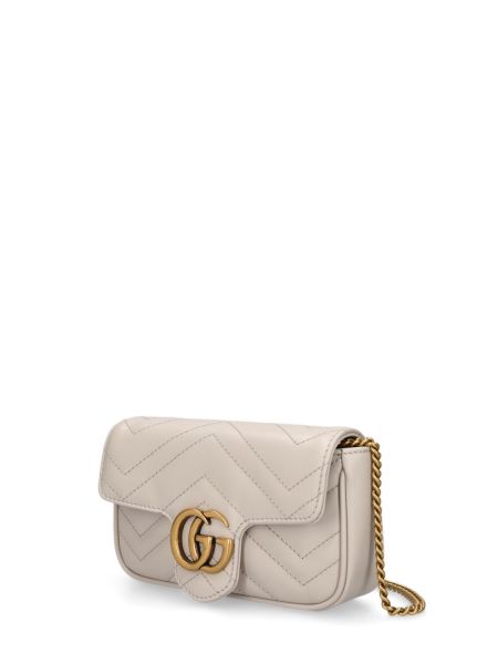 Δερμάτινη τσάντα ώμου Gucci λευκό