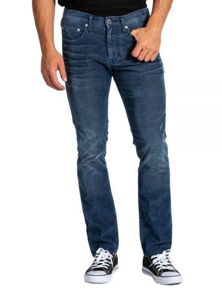 Вельветовые брюки с бахромой слим Stitch's Jeans синие