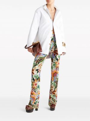 Květinové rovné kalhoty s potiskem Etro bílé