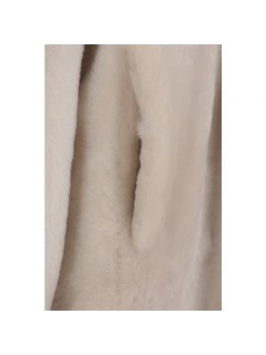 Chaqueta de cuero con botones con capucha Yves Salomon beige