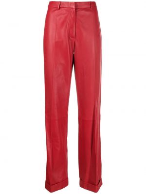Kožené rovné kalhoty Federica Tosi červené
