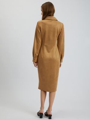 Semišové pouzdrové šaty Orsay hnědé
