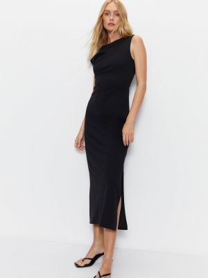 Асимметричное платье миди с высоким разрезом Warehouse черный