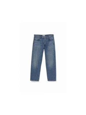 Niebieskie proste jeansy z wysoką talią Agolde
