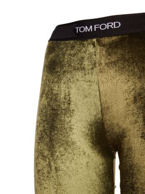 Bársony nyitott sarkú szatén leggings Tom Ford zöld