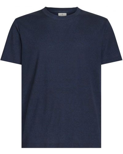 Памучна тениска с принт от джърси Etro синьо