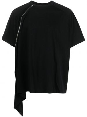 Koszulka bawełniana drapowana Heliot Emil czarna