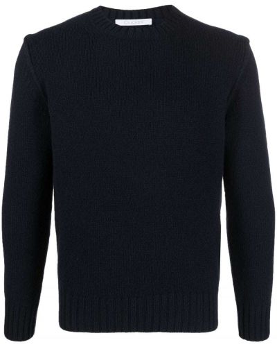 Volneni pulover iz kašmirja z okroglim izrezom Cruciani modra