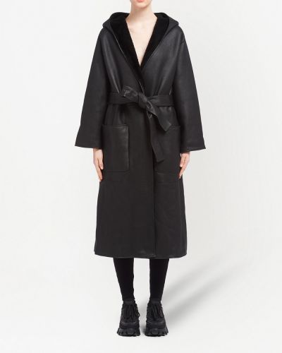 Oboustranný kabát s kapucí Prada černý