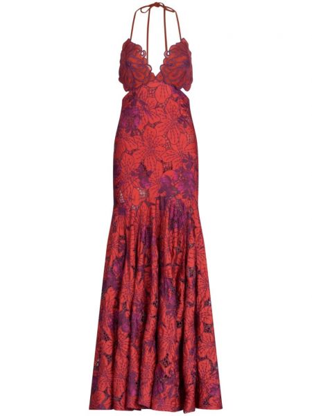 Φλοράλ φουσκωμένο φόρεμα Silvia Tcherassi κόκκινο