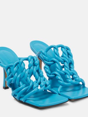 Sandały skórzane Bottega Veneta niebieskie