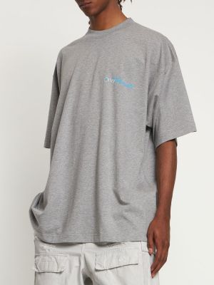 T-shirt di cotone con stampa Vetements grigio