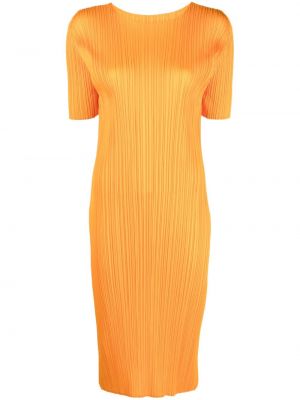 Sukienka midi plisowana Pleats Please Issey Miyake pomarańczowa