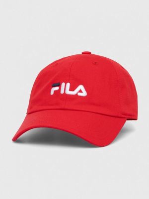Красная хлопковая кепка с аппликацией Fila
