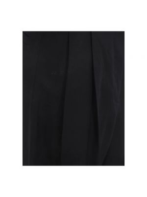 Pantalones rectos de lino de seda Salvatore Ferragamo negro