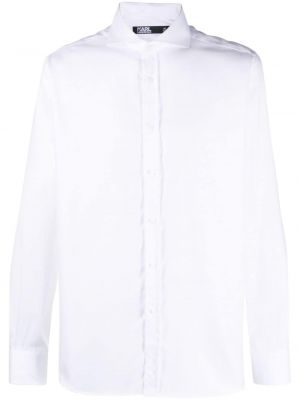 Chemise en coton avec manches longues Karl Lagerfeld blanc