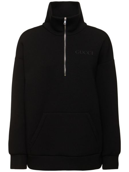 Jersey viskon fermuarlı sweatshirt Gucci siyah