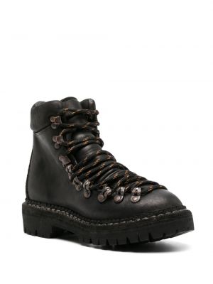 Krajkové kožené šněrovací kotníkové boty Guidi černé