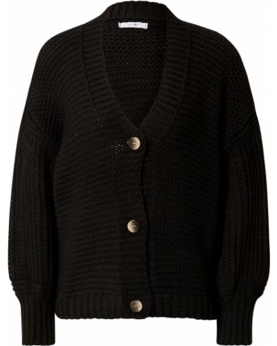 Jednofarebný pletený priliehavý kardigán Hailys - čierna