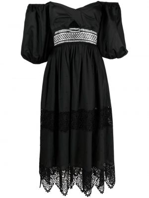 Mežģīņu kokvilnas kleita Nissa melns