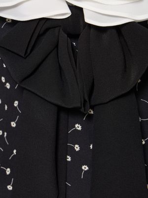 Hedvábné mini šaty s mašlí s potiskem Alessandra Rich černé