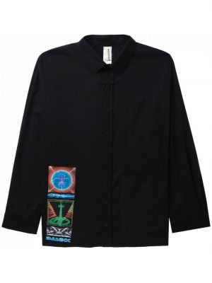 Bombažna srajca z gumbi z dolgimi rokavi Westfall črna