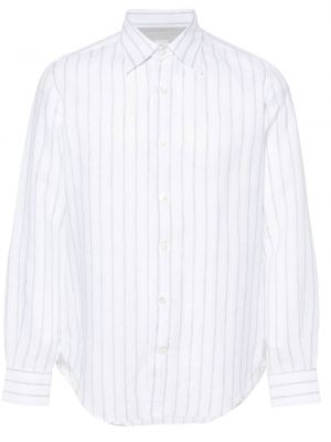 Pruhovaná lněná košile Eleventy bílá