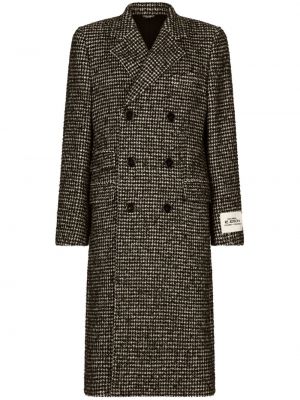 "houndstooth" rašto vilnonis paltas Dolce & Gabbana juoda
