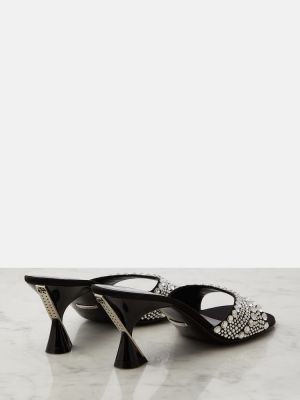 Сатенени сандали с кристали Gucci черно