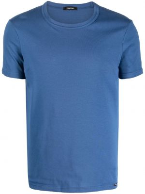 Bavlnené tričko s okrúhlym výstrihom Tom Ford modrá