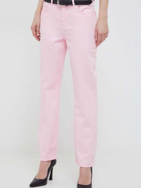 Blugi cu talie înaltă Moschino Jeans roz
