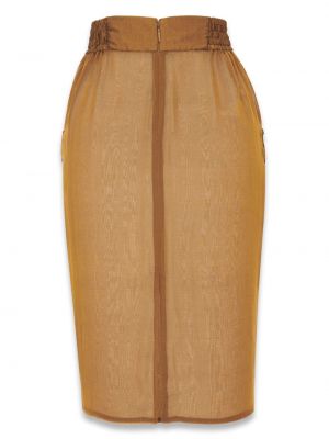 Šilkinis pieštuko formos sijonas Saint Laurent ruda