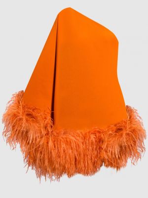 Платье мини с перьями Taller Marmo оранжевое