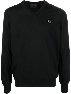 Пуловер с v-образно деколте Philipp Plein черно