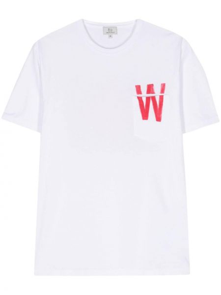 Pamučna majica s printom Woolrich bijela