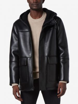 Флисовая кожаная куртка из искусственной кожи Marc New York черная