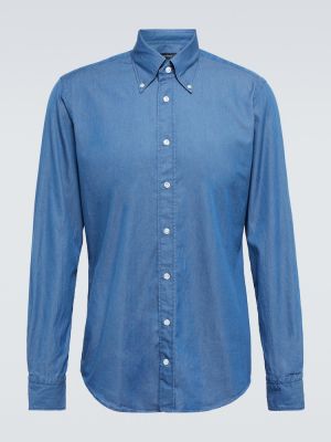 Medvilninė marškiniai Thom Sweeney mėlyna