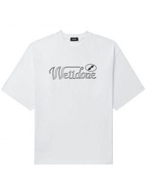 Bavlněné tričko s potiskem We11done bílé