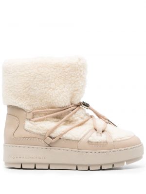 Kožené sněžné boty Tommy Hilfiger béžové