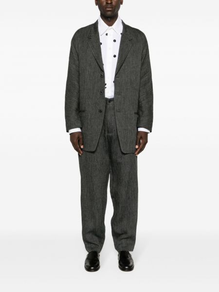 Lněné kalhoty Yohji Yamamoto šedé