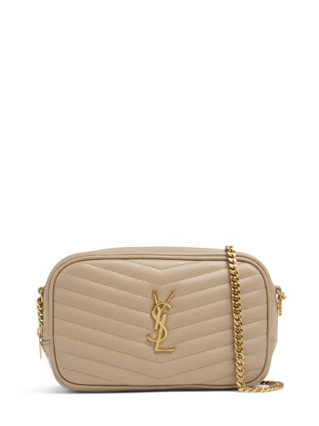 Färgad väska i läder Saint Laurent beige