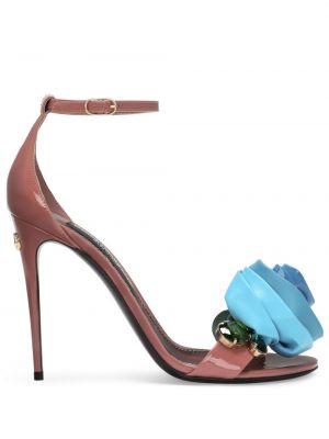 Кожени сандали на цветя Dolce & Gabbana