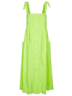 Zelené šaty ke kolenům bavlněné s výšivkou Juliet Dunn