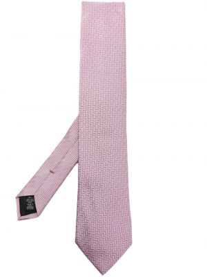 Копринена вратовръзка с десен рибена кост Zegna розово
