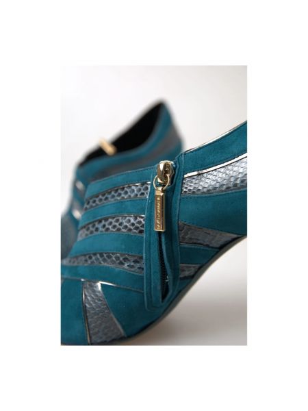 Calzado con tacón de punta abierta de estampado de serpiente Dolce & Gabbana