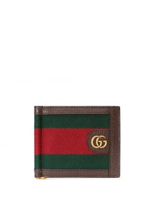 Pruhovaná peňaženka Gucci hnedá