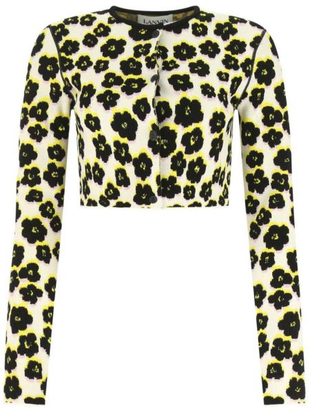 Strikket blomstret kort sweater Lanvin gul