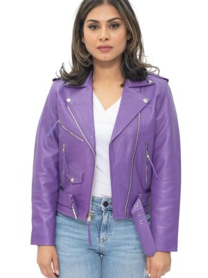 Кожаная куртка Infinity Leather фиолетовая