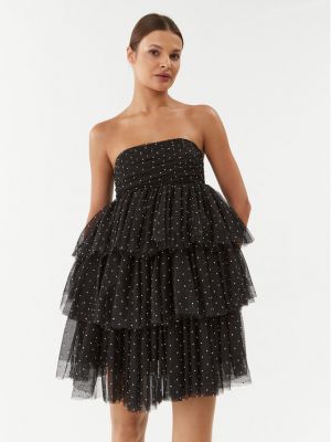 Платье мини с сеткой Rotate черное